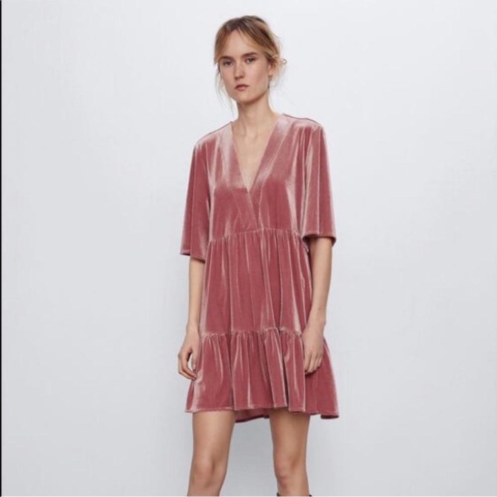 Zara velvet pink mini dress